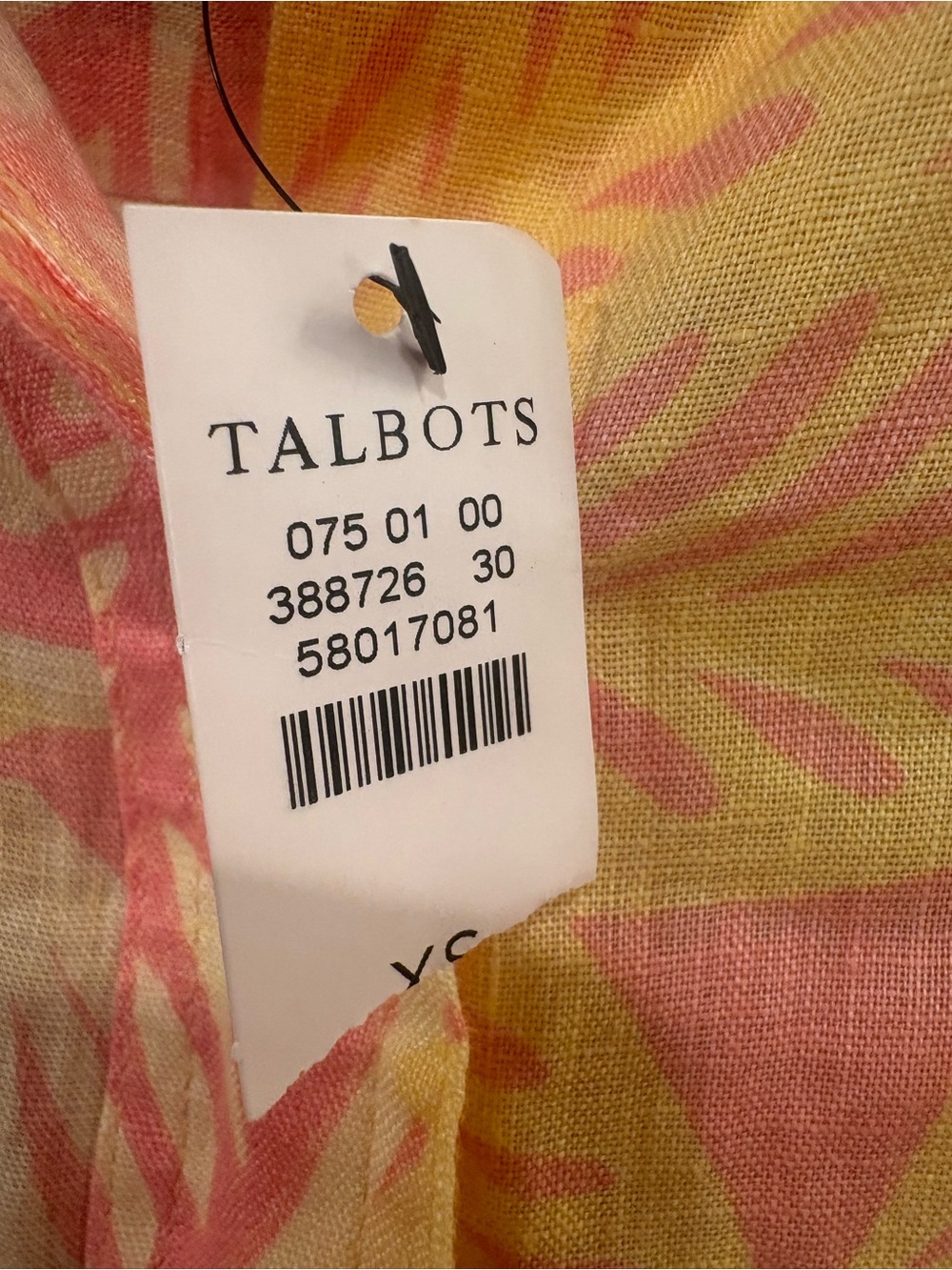 Talbots 100% Linen $99.50 NWT Tropical Leaf Button Down Top XS P2P 20” - Picture 4 of 9
